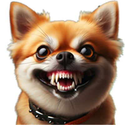 En Chihuahua med et skræmmende smil og synlige tænder, der ser både sjov og skræmmende ud.