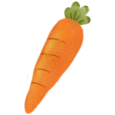 En illustreret gulerod med en lys orange farve og grønne blade.