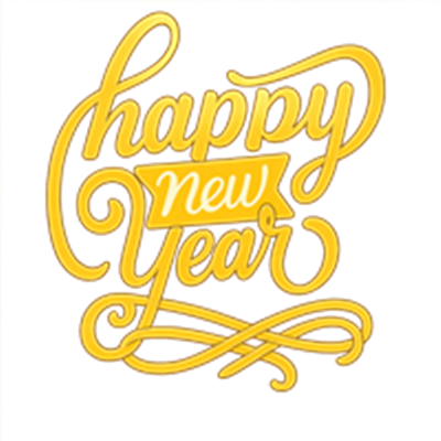 En farverig og dekorativ tekst, der ønsker et glædeligt nytår.