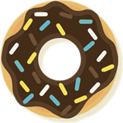 En appetitlig donut med chokoladeglasur og farverige krymmel på toppen.