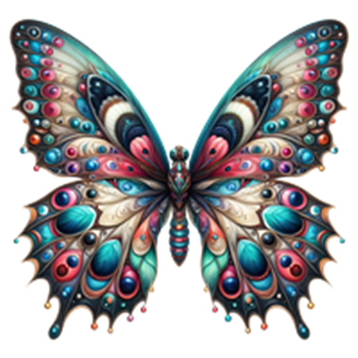 En smuk, farverig sommerfugl med detaljerede mønstre og levende farver.