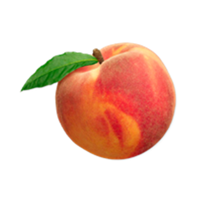 Et billede af en fersken med en grøn blad, der fremhæver dens saftige overflade.