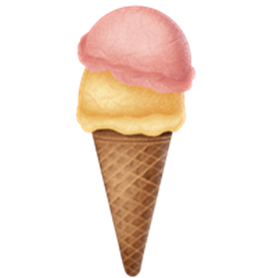 En lækker isvaffel med to kugler is, en i jordbærfarve og en i vaniljefarve.