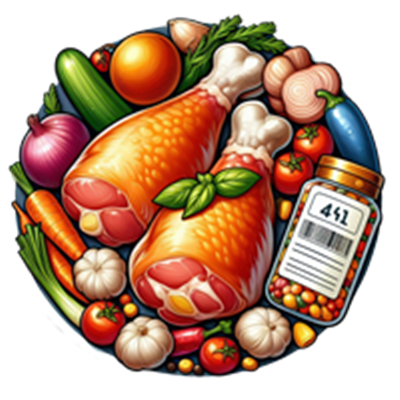 Et udvalg af friske grøntsager og kyllingelår, der indikerer en lækker opskrift.