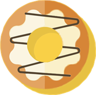 Et illustreret billede af en dessert med en æggeformet topping og chokolade.