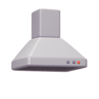 En stilren, grå emhætte med knapper til betjening, designet til at fjerne damp og lugt.