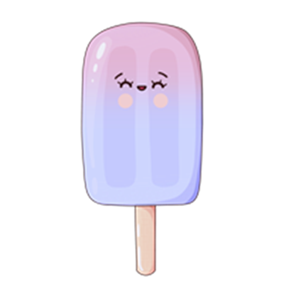 En farverig og glad isvaffel med ansigt, der ser tilfreds ud.