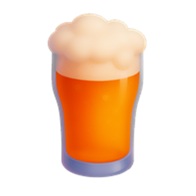 En illustreret glas øl fyldt med gylden væske og et skumlag på toppen.