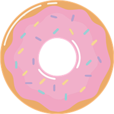 En rund donut med pink glasur og farverige drys, perfekt til en sød snack.