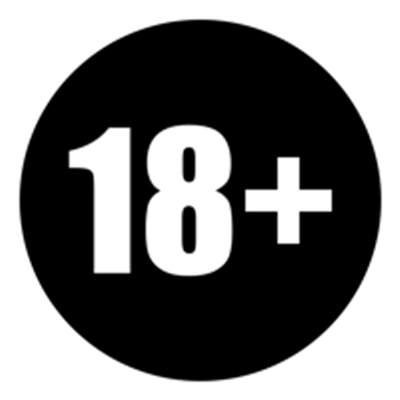 Billedet viser en simpel tekst, der angiver, at indholdet er for personer over 18 år.