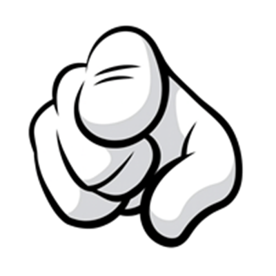 En tegnet hånd, der peger fremad, symboliserer opmærksomhed eller anklage.