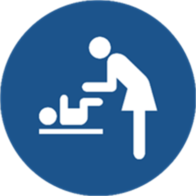 Et ikon, der viser en voksen, der passer et barn.