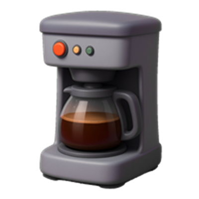 En moderne kaffemaskine med en glas kande fyldt med nybrygget kaffe.