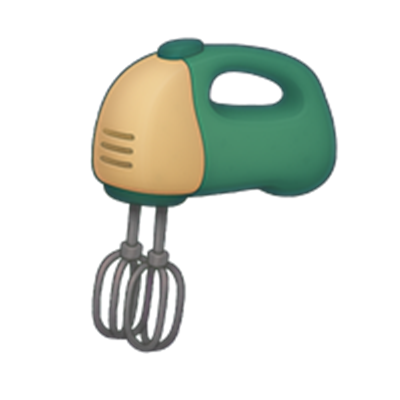 En farverig elektrisk håndmixer med to piskeremme til madlavning.