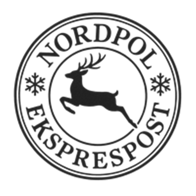 Et stempel med teksten NORDPOL EKSPRESPOST og et springende rensdyr.