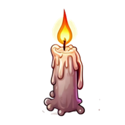 Et farverigt stearinlys med en flamme og smeltet voks, der drypper ned ad siden.