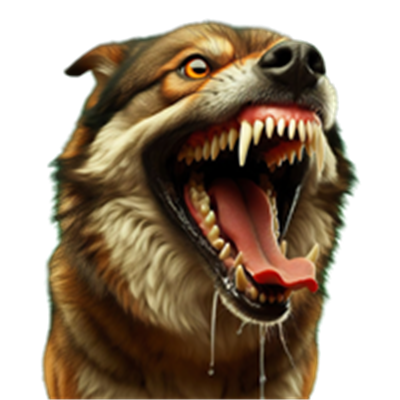 Et nærbillede af en aggressiv hund med blottede tænder og en truende holdning.