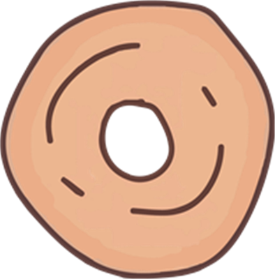 En simpel, rund donut med en lys farve og en hul midte.