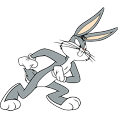 En grå kanin med lange ører og en selvsikker holdning, klar til at underholde.