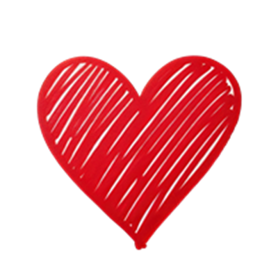 En simpel rød hjerteillustration med striber på en sort baggrund.