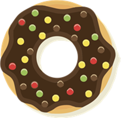 En lækker donut med chokoladeglasur og farverige perler på toppen.