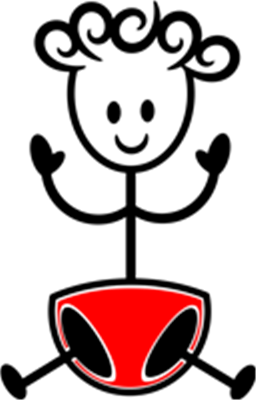 Et minimalistisk design af et rumvæsen ansigt i rød farve, der skaber en iøjnefaldende effekt.