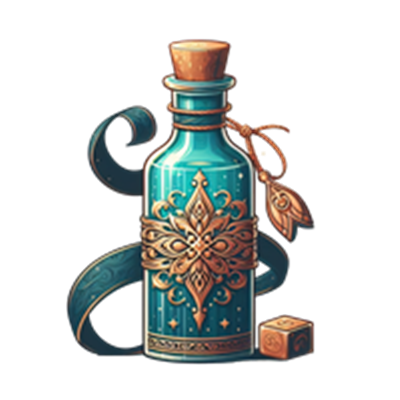 En smuk, dekorativ flaske i turkis med detaljeret mønster og en snor.