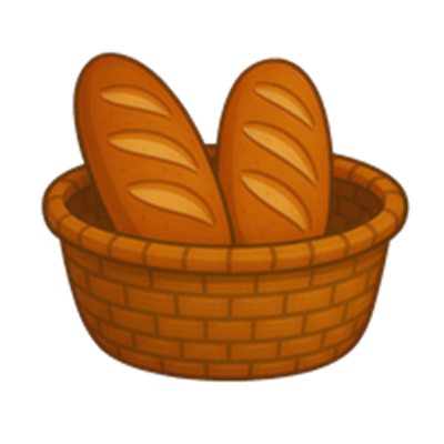 En kurv med to friskbagte brød, der har en gyldenbrun farve og en sprød skorpe.