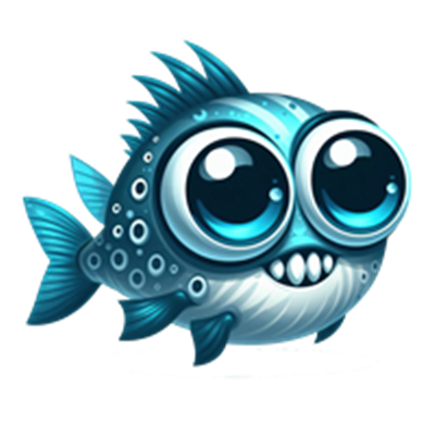 En farverig og sød fisk med store, udtryksfulde øjne og en venlig mine.