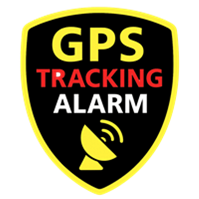 Logo designet til GPS tracking alarm med satellit symbol.