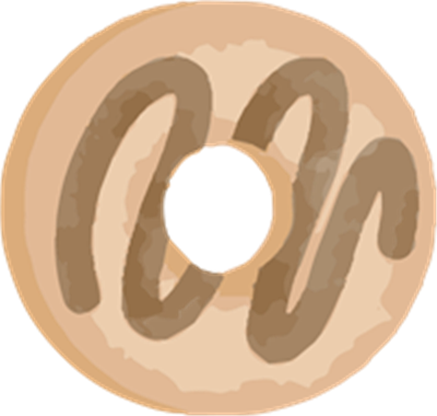 En illustration af en donut med chokoladeglasur og en central hulning.