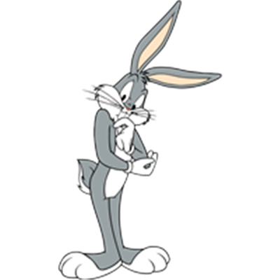 Bugs Bunny står med en afslappet holdning, iført sin karakteristiske grå pels.