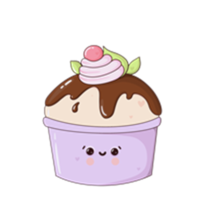 Et farverigt og nuttet billede af en isdessert med chokolade, flødeskum og kirsebær.