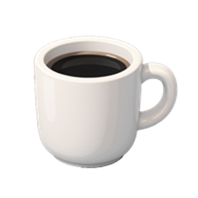 En hvid kop fyldt med sort kaffe, der står på en neutral baggrund.