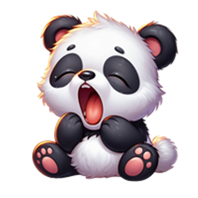 En sød, tegneserieagtig pandaunge, der gaber og ser nuttet ud.