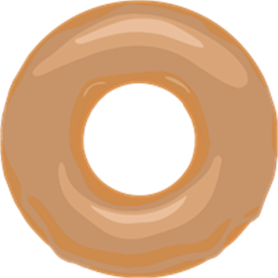 En simpel karamel donut med en rund form og en glat overflade.