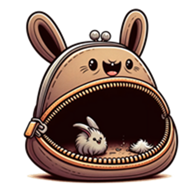 En sjov og farverig rygsæk formet som en kanin, der har to små kaniner indeni.