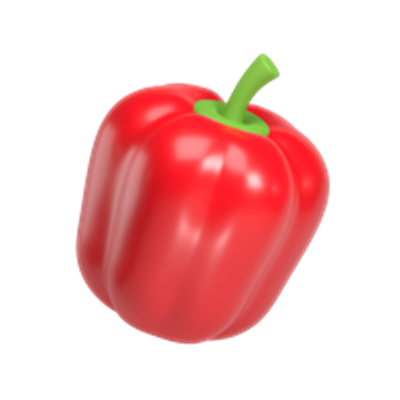 En skinnende rød peberfrugt med en grøn stilk, flot præsenteret på sort baggrund.