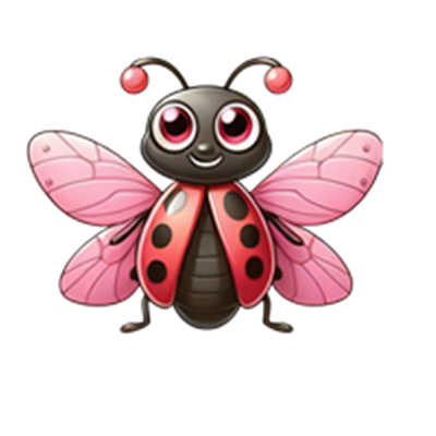 En farverig og venlig sommerfugl med rosa vinger og en sort krop.