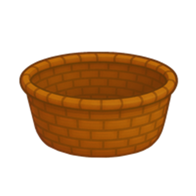 En rund blomsterkrukke lavet af teglsten med en varm orange farve.