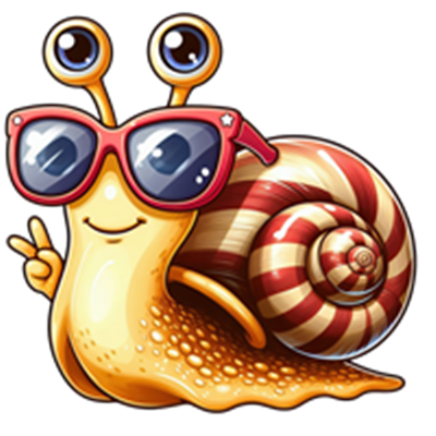 Et farverigt og sjovt billede af en snegl iført solbriller og laver peace-tegn.