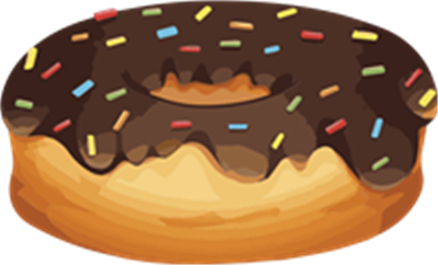 En velsmagende donut med chokoladeglasur og farverige drys på toppen.