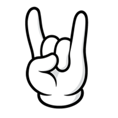 Et ikonisk håndtegn, der repræsenterer rockmusik og entusiasme.