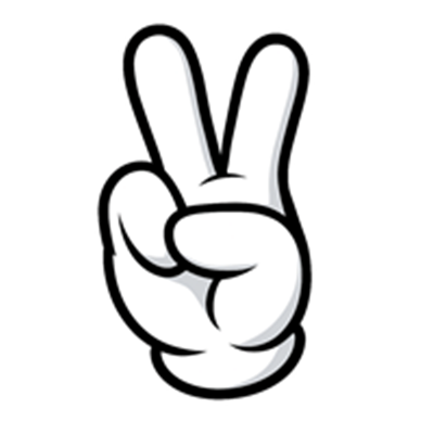 Et ikonisk fredstegn med en hånd, der viser to fingre i en V-form.