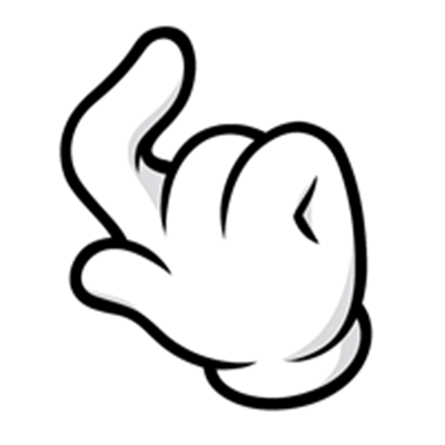 En stiliseret hvid hånd med pegefinger opad, der signalerer opmærksomhed.