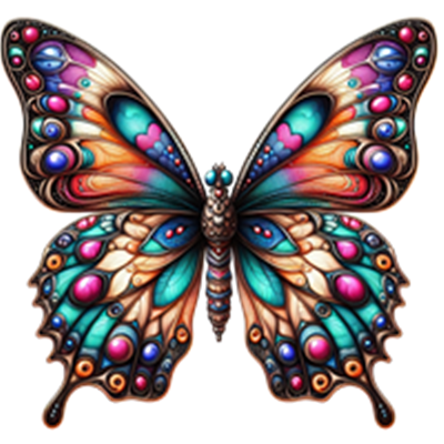 En smuk og detaljeret illustration af en farverig sommerfugl med unikke mønstre.