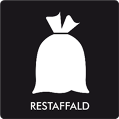 Et ikon, der viser en affaldspose med teksten RESTAFFALD under.