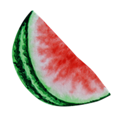 En skive af vandmelon med lyserød frugt og grøn skorpe, perfekt til sommer.