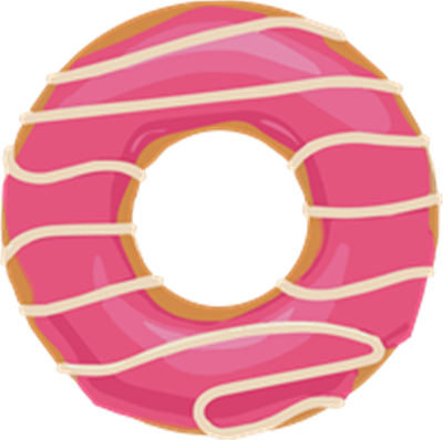 En farverig donut med lyserød glasur og hvide striber, perfekt til en sød snack.