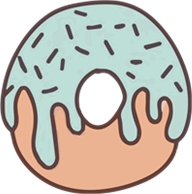 En farverig donut med mintgrøn glasur og chokolade drys, placeret på en lys bund.